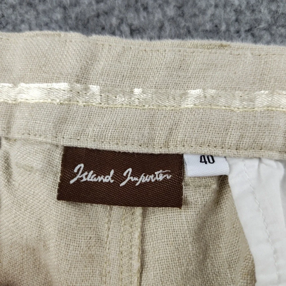 Island Importer Mens Tan Linen Pants Straight Leg Beach Wedding Size 38 Beige